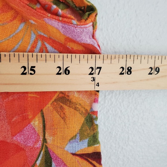 C&C California Shirt Womens 3X Multicolor Linen Tropical Leaf Print Summer Top - Picture 4 of 7